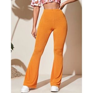 NWT SHEIN Solid Orange High Rise Flare Pants